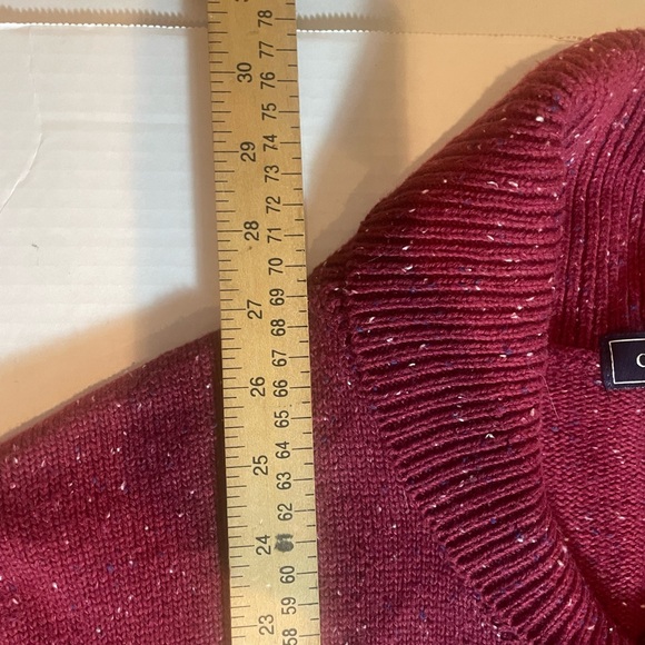 Crown & Ivy Men's Shawl Collard Burgundy Button Closure Cardigan Sweater Sz. L - Picture 10 of 11